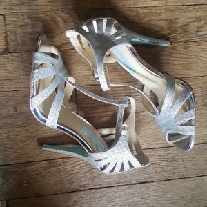 Sparkly Betsy Johnson cut out t-strap heel